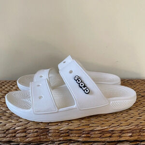 Crocs White Slide Sandals Unisex Comfort Slides Men 9 Women 11